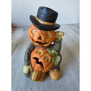 Vintage light up brinns ceramic pumpkin Man Jack O'Lantern Halloween statue